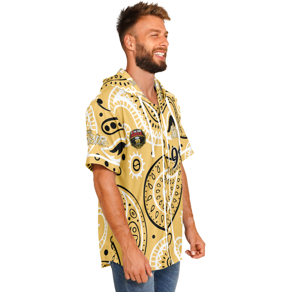Love The Hustle® Hooded Baseball Jersey - Yellow Squad