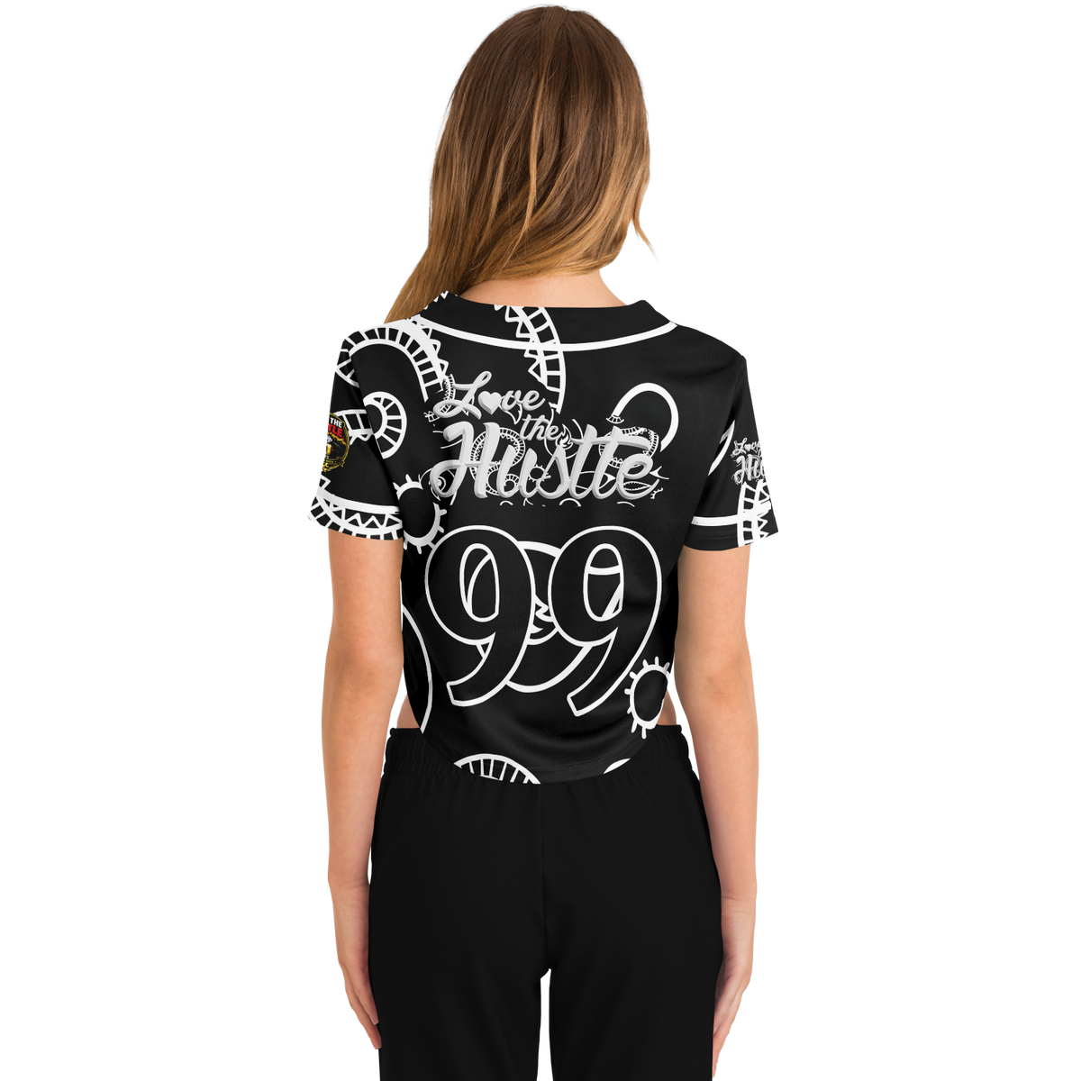 Love The Hustle® Cropped Baseball Jersey - Black Squad