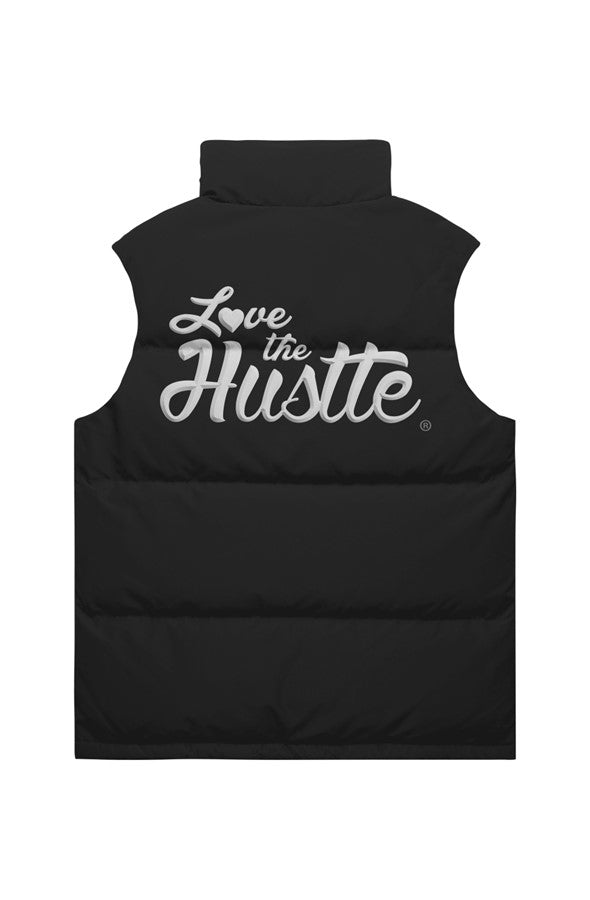 Love The Hustle 174 White Mens Puffer Vest Jacket