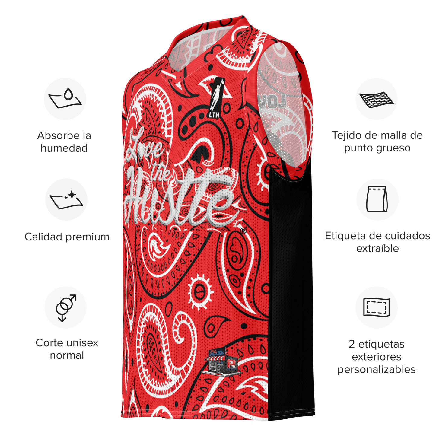 Love The Hustle® League Personalized Uni Premium Basketball Jersey Red Squad