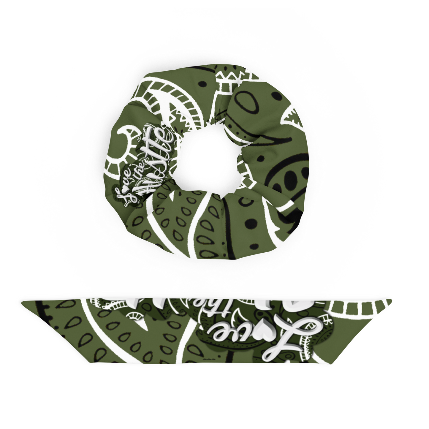 Chouchou bandana durable Love The Hustle™ avec nœud, extensible dans les 4 sens, évacuant l'humidité, vert