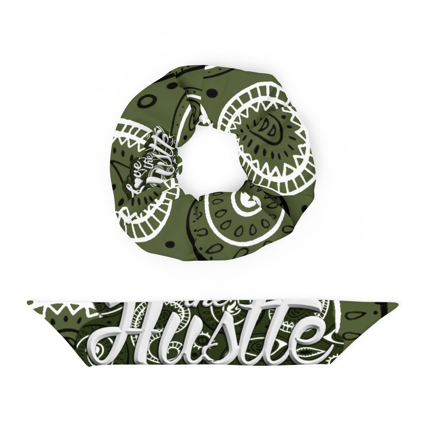 Chouchou bandana durable Love The Hustle™ avec nœud, extensible dans les 4 sens, évacuant l'humidité, vert