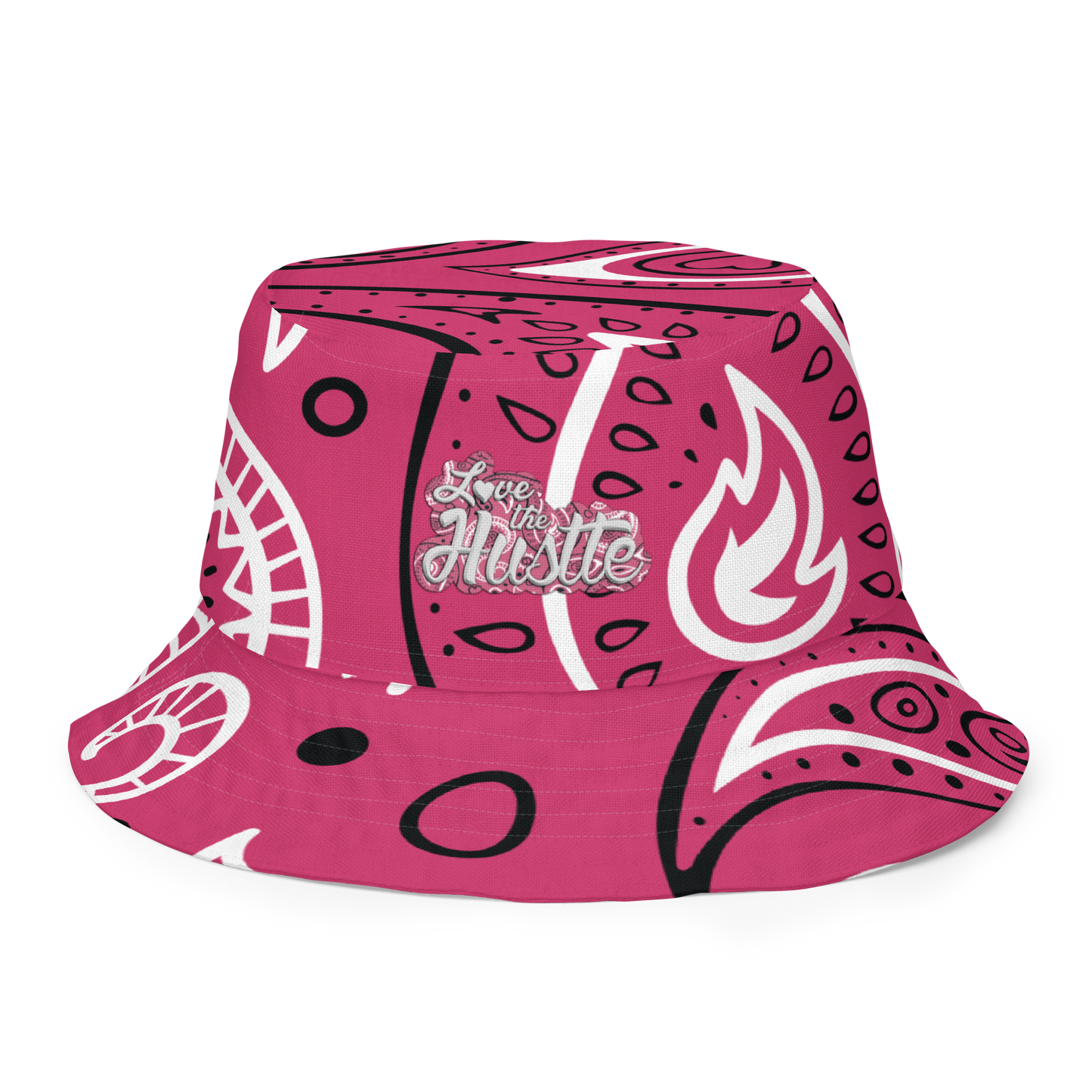 Sombrero de pescador reversible con diseño de bandana Love The Hustle™ y minimotivos