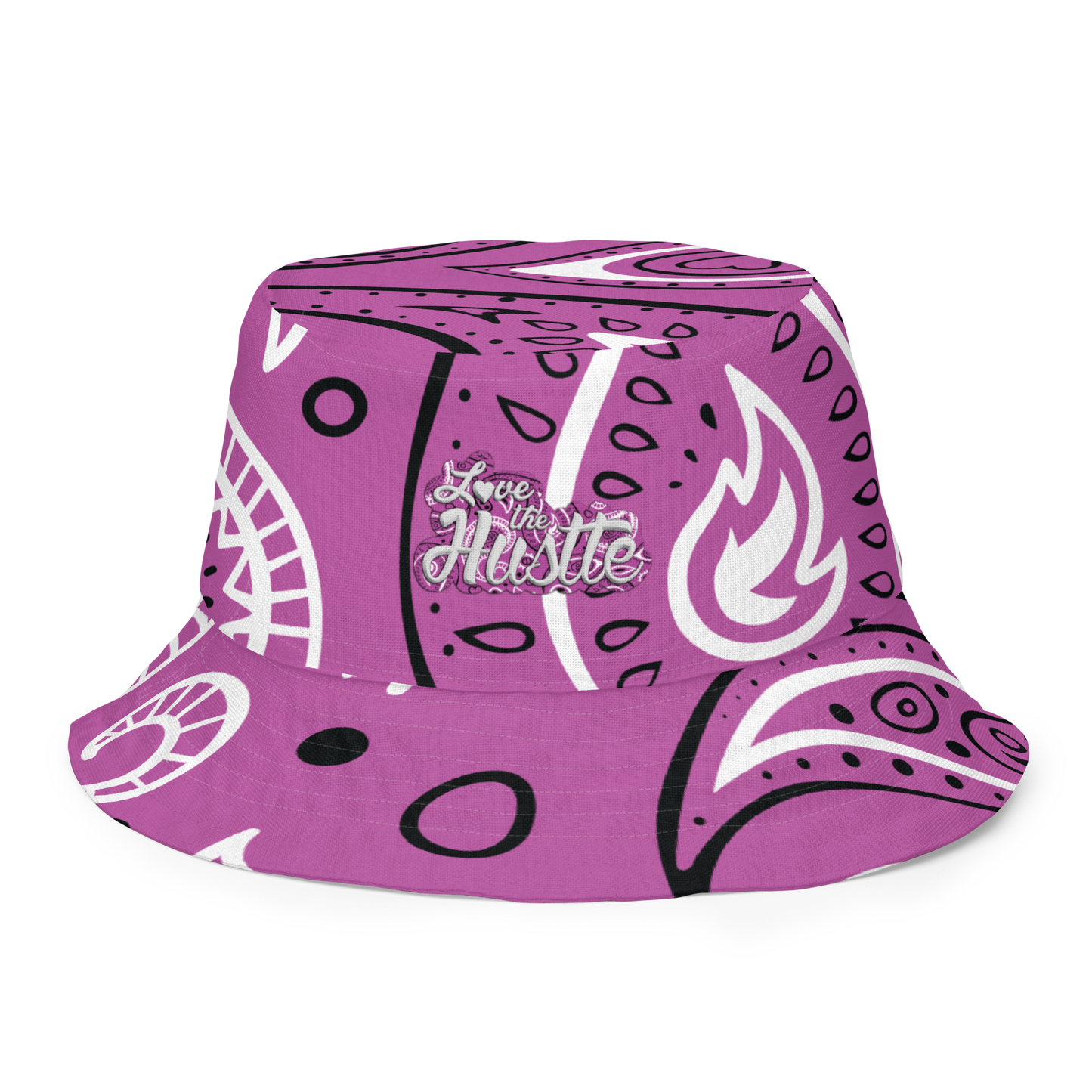Sombrero de pescador reversible con diseño de bandana Love The Hustle™ y minimotivos