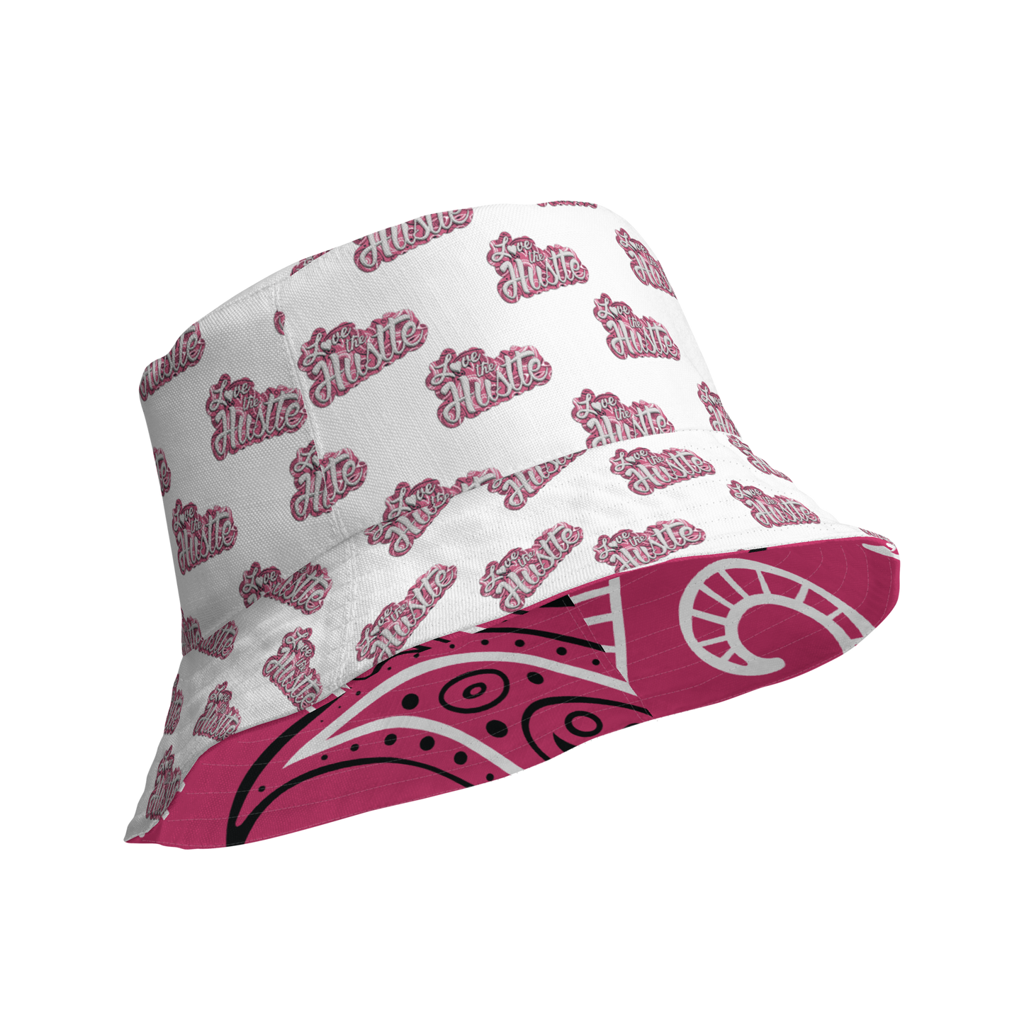 Sombrero de pescador reversible con diseño de bandana Love The Hustle™ y minimotivos