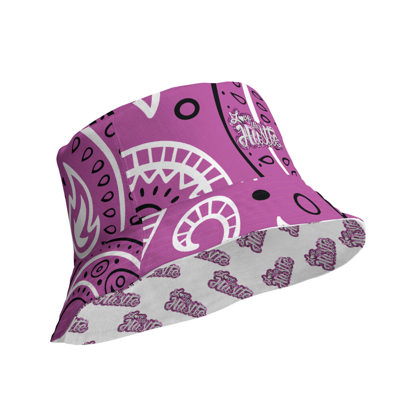 Sombrero de pescador reversible con diseño de bandana Love The Hustle™ y minimotivos