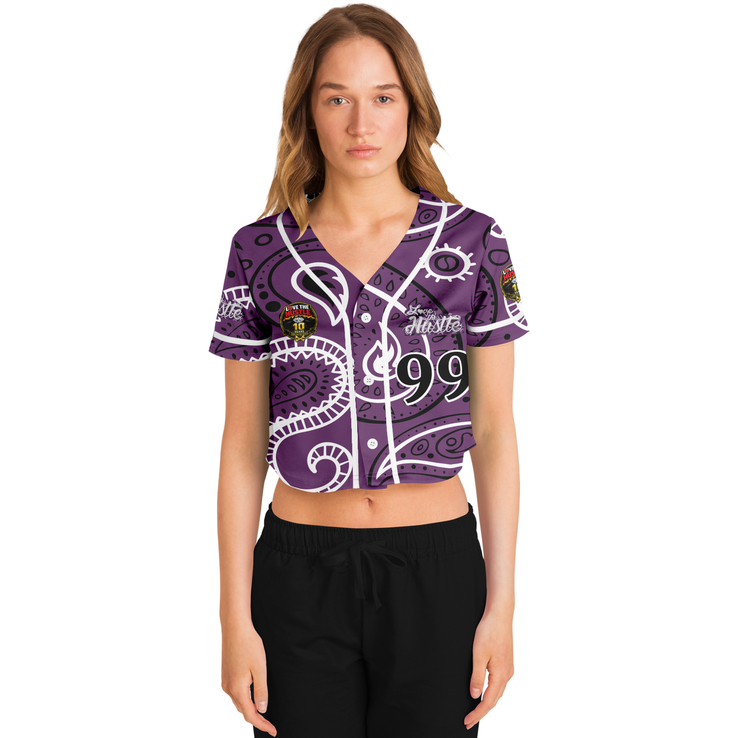 Love The Hustle® Cropped Baseball Jersey - Purple Squad