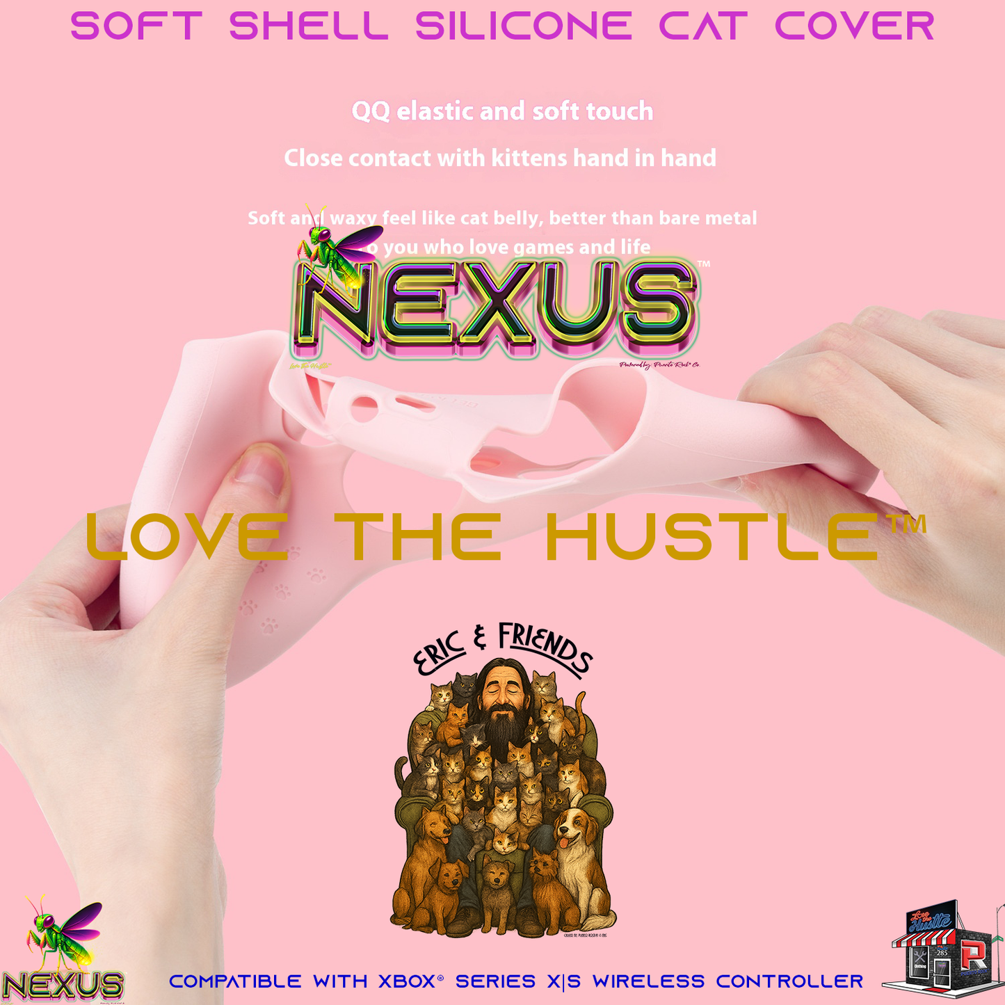 Nexus™ Quantum Firefly™ Eric & Friends Soft Shell Silicone Cat Cover – Compatible with Xbox® Series X|S Wireless Controller