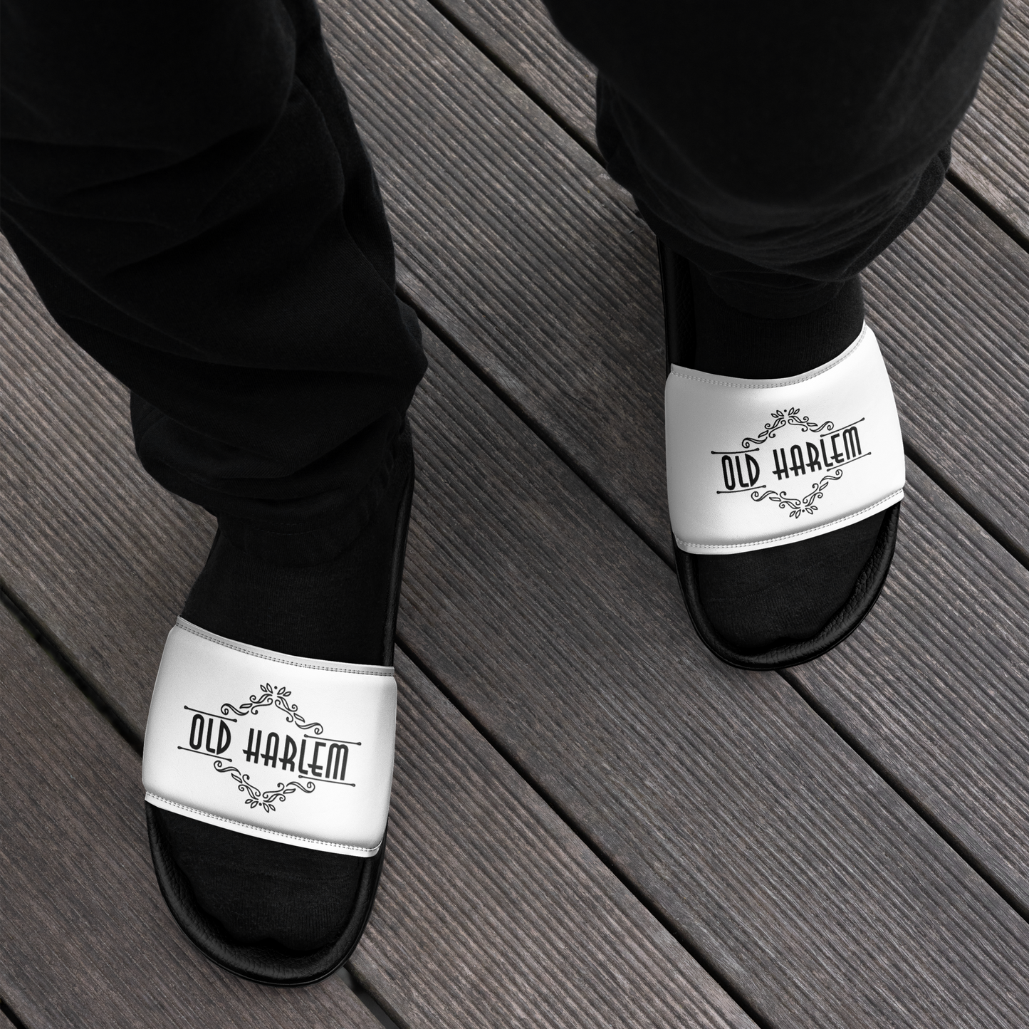 Old Harlem™ Men’s Slides, Black Logo
