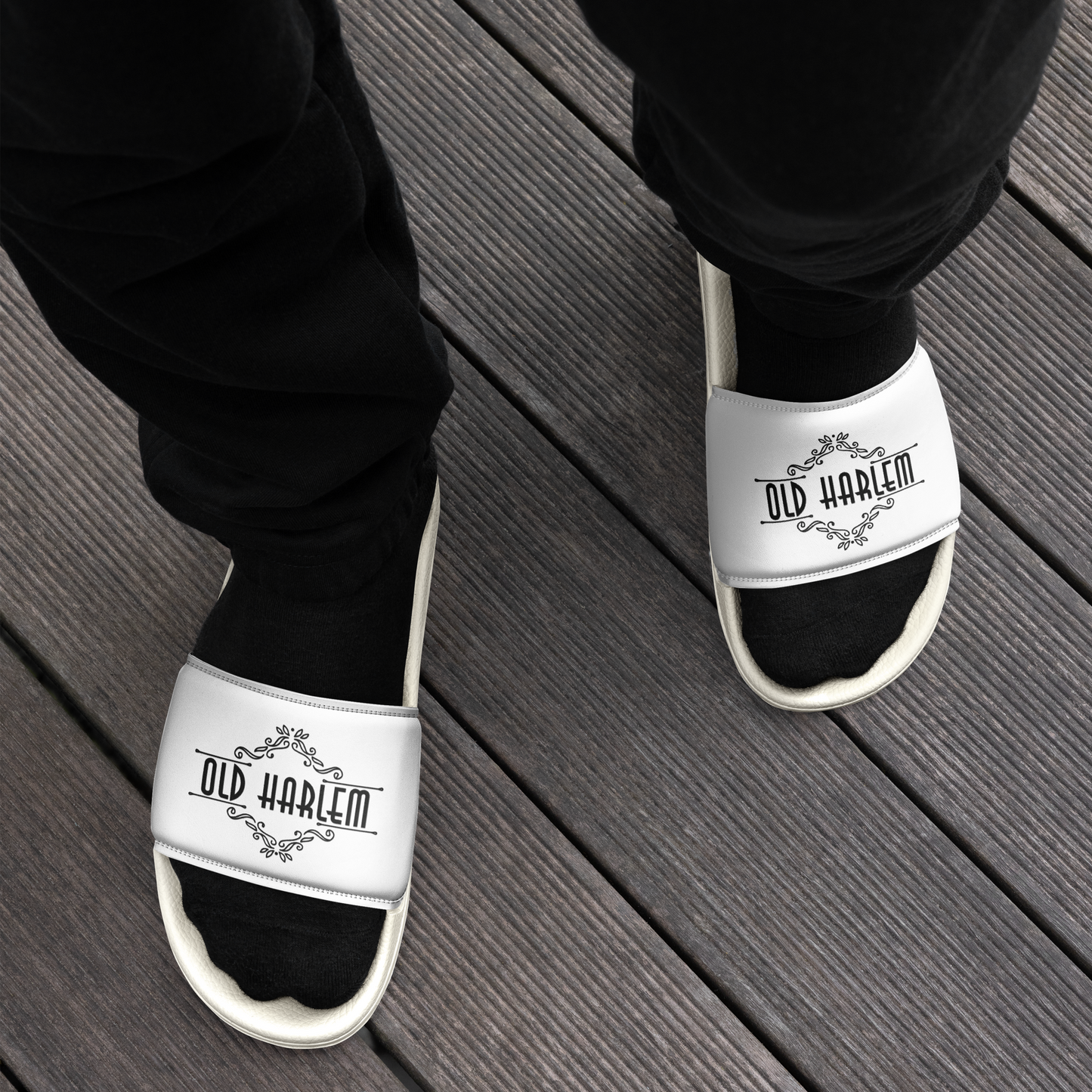 Old Harlem™ Men’s Slides, Black Logo