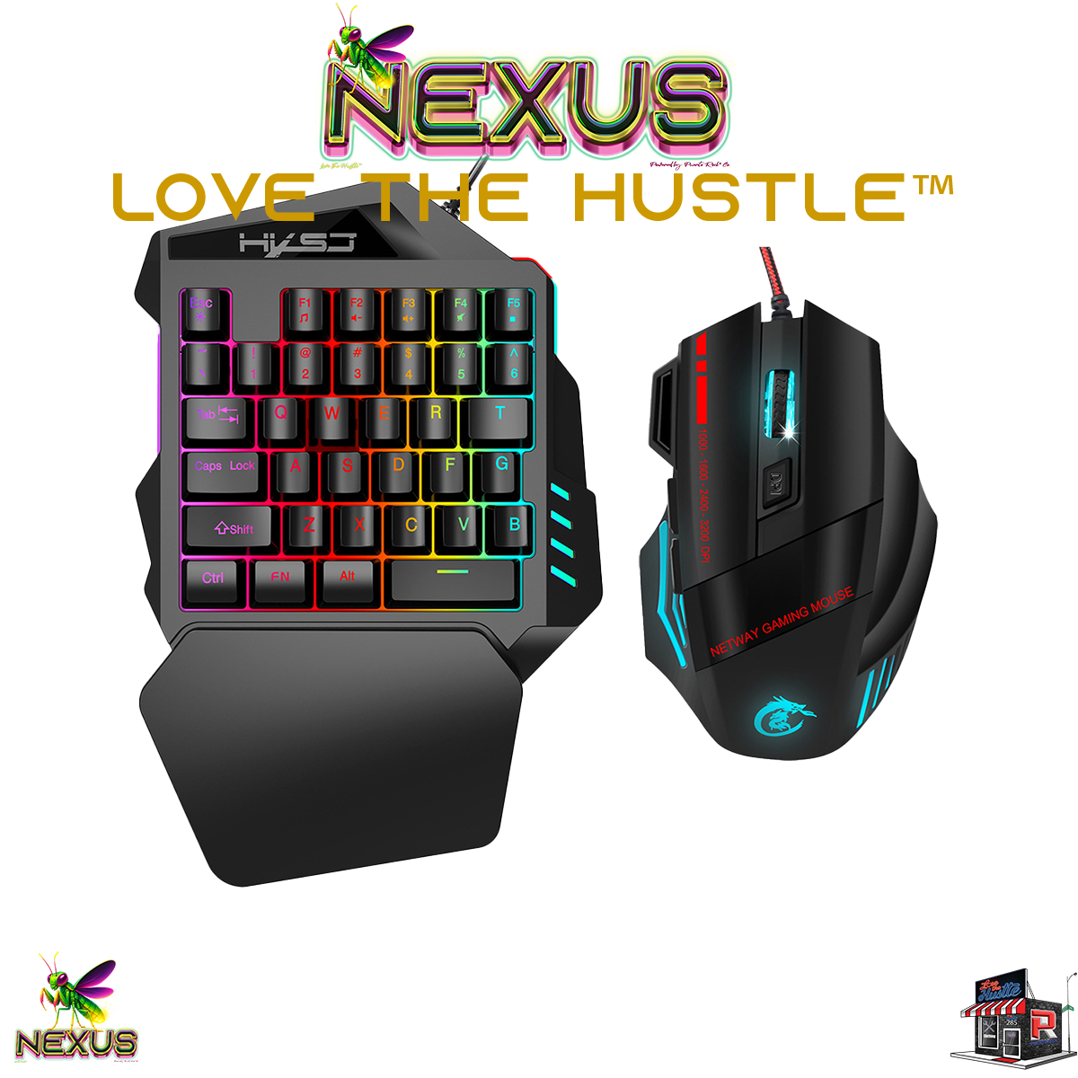 Nexus™ Quantum Firefly™ Compact RGB Gaming Keyboard – Waterproof One-Handed Gamepad with Thin Key Tech & Ergonomic Palm Rest