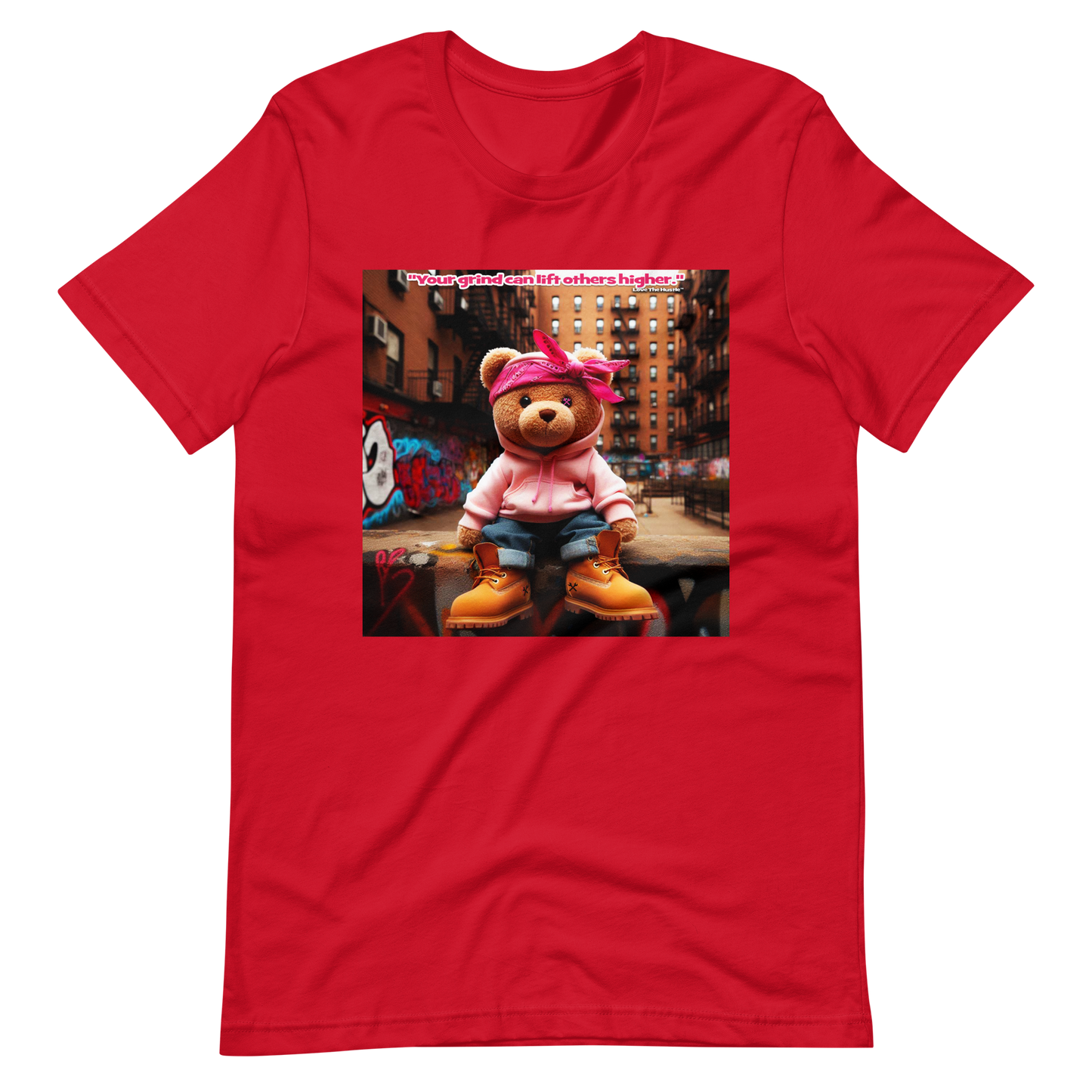T-shirt unisexe Love The Hustle™ Bandana Ours rose DTG