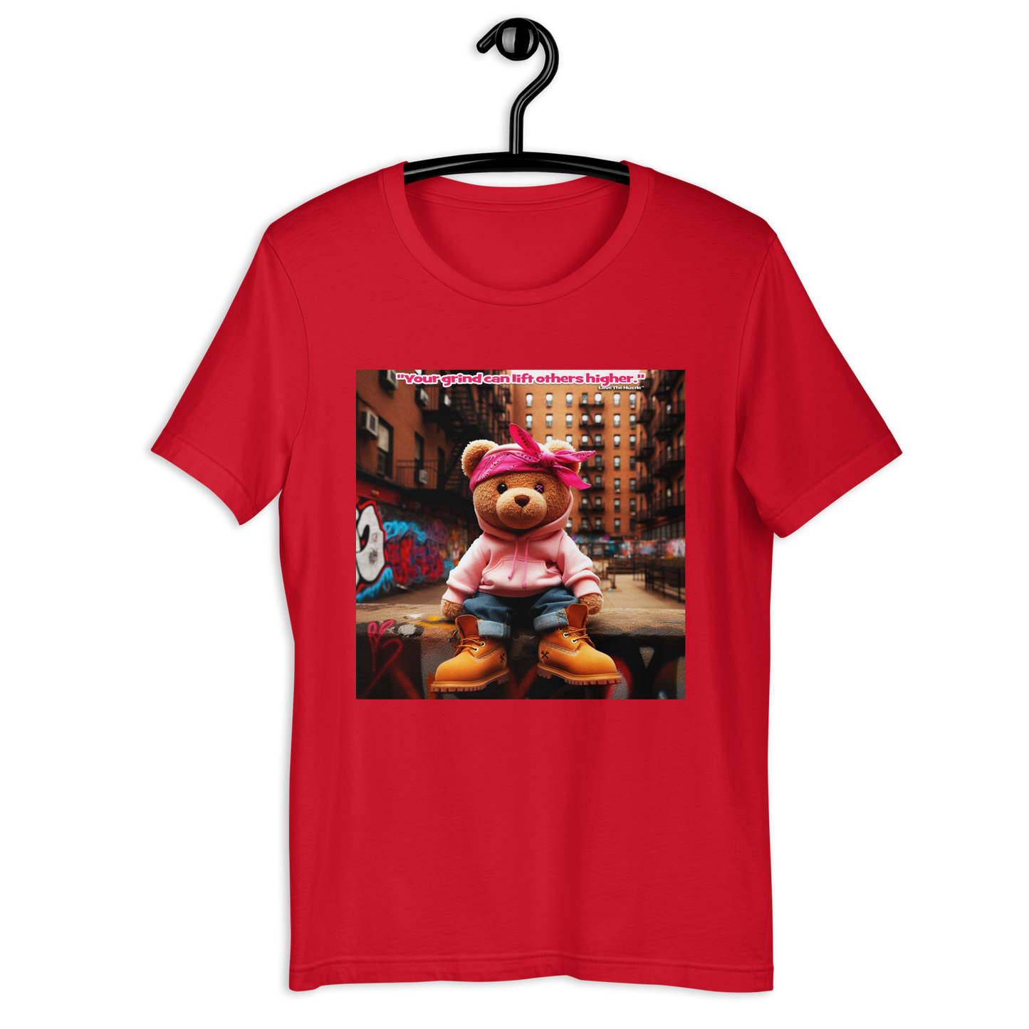 T-shirt unisexe Love The Hustle™ Bandana Ours rose DTG