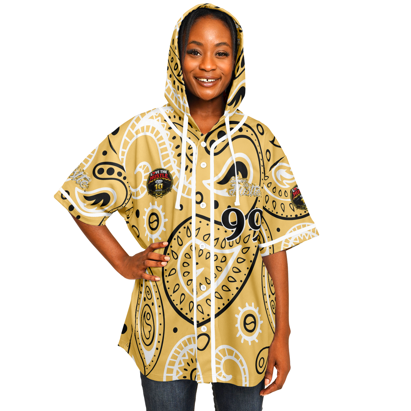 Love The Hustle® Hooded Baseball Jersey - Yellow Squad