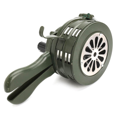 110dB Hand Crank Air Raid Emergency Alarm – Green Aluminum Alloy