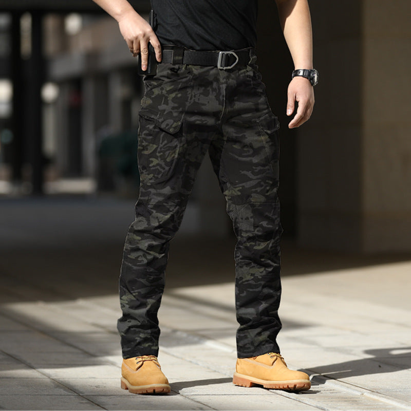 Pantalones tácticos de camuflaje para entrenamiento, pantalones elásticos de trabajo para exteriores en primavera y otoño, pantalones de asalto holgados de tela suave