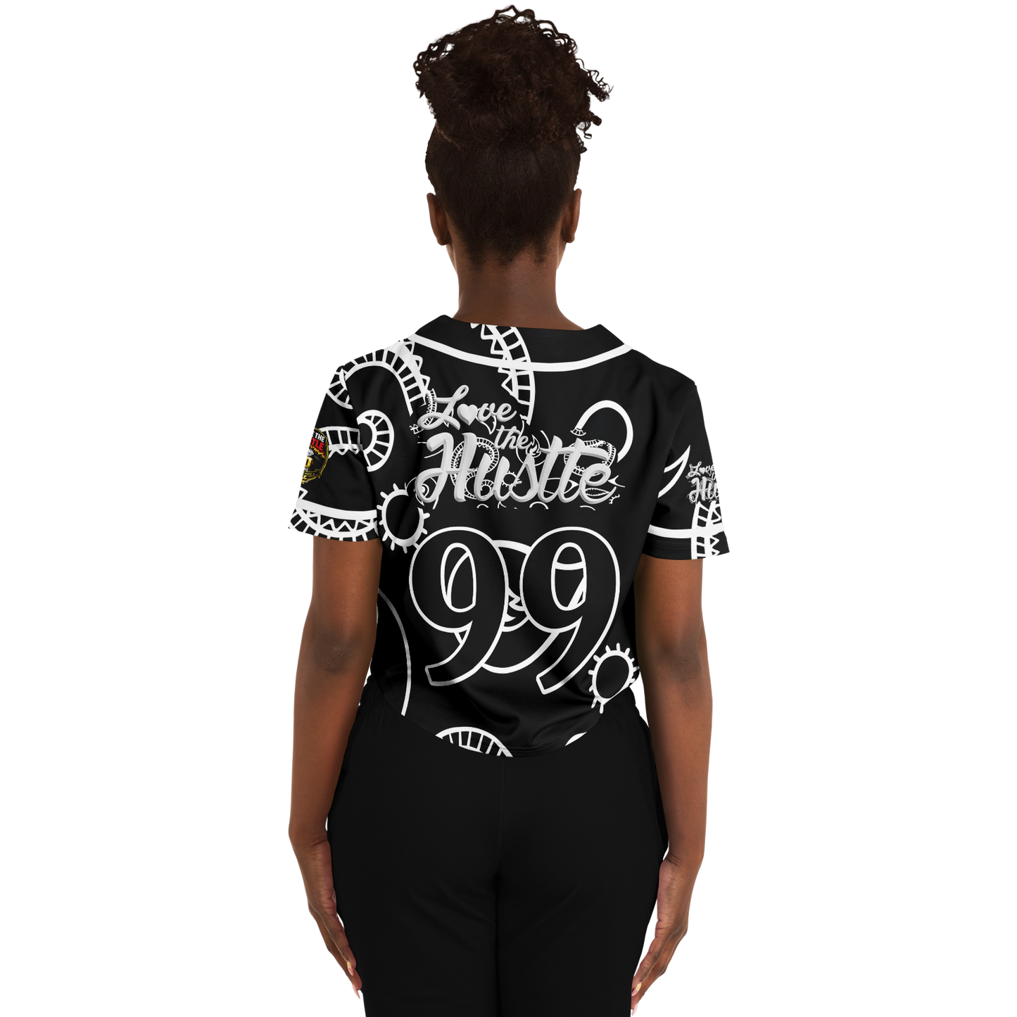 Love The Hustle® Cropped Baseball Jersey - Black Squad