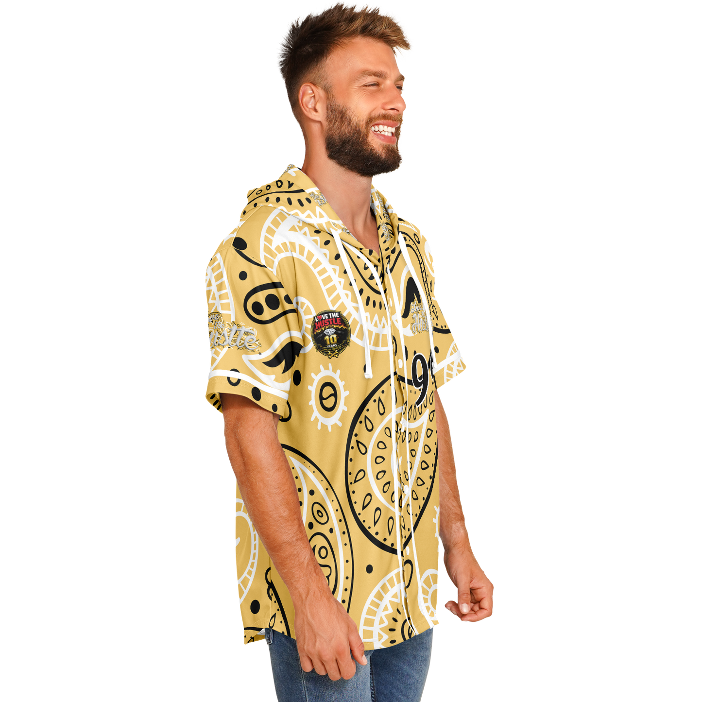 Love The Hustle® Hooded Baseball Jersey - Yellow Squad
