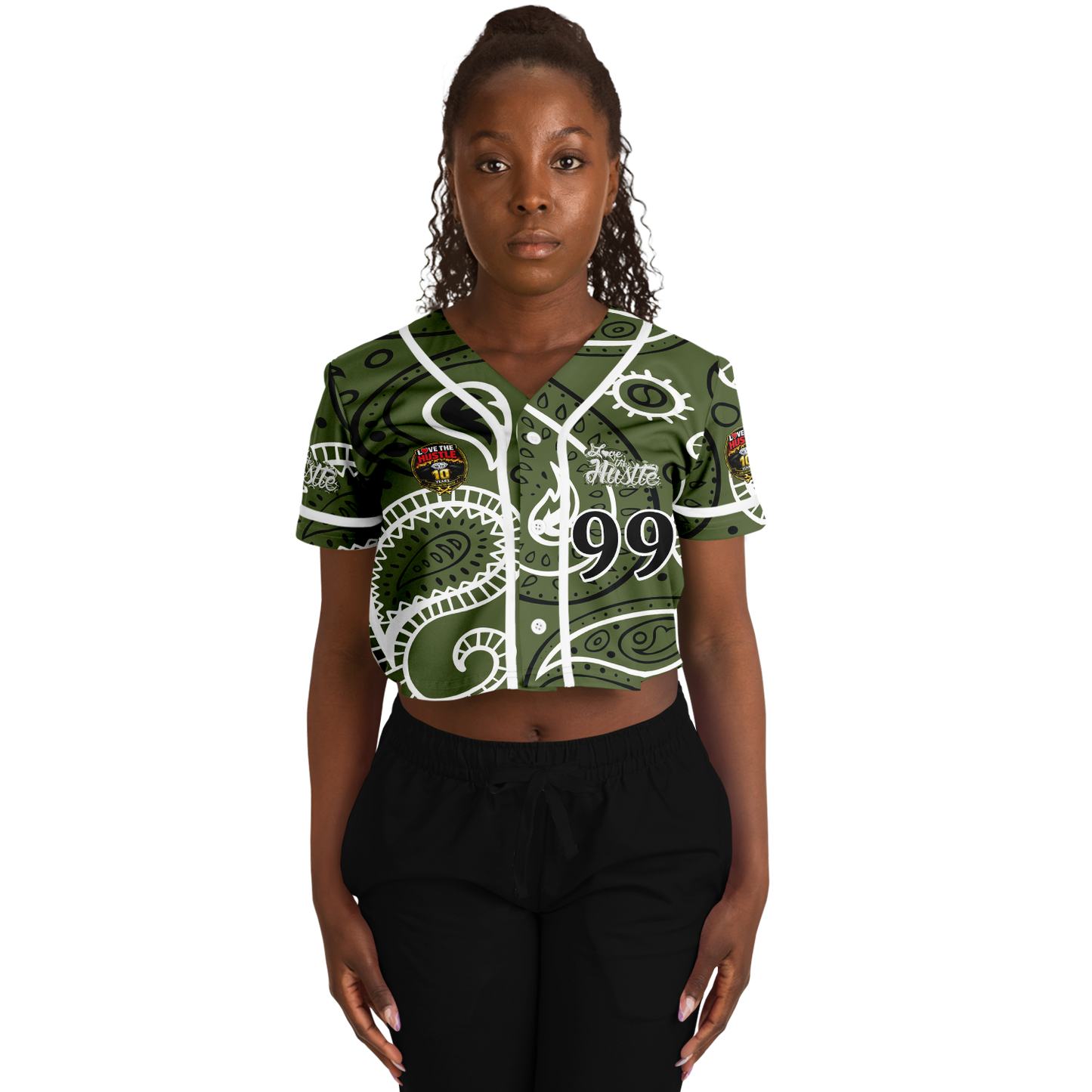 Love The Hustle® Cropped Baseball Jersey - Camo Squad