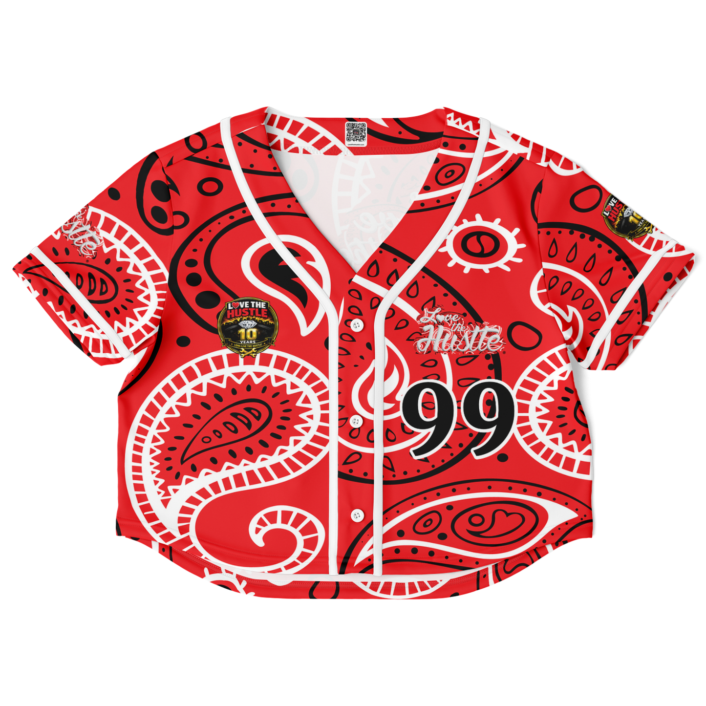 Love The Hustle® Cropped Baseball Jersey - Red Squad
