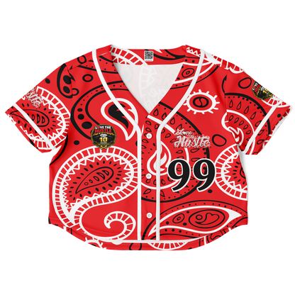Love The Hustle® Cropped Baseball Jersey - Red Squad