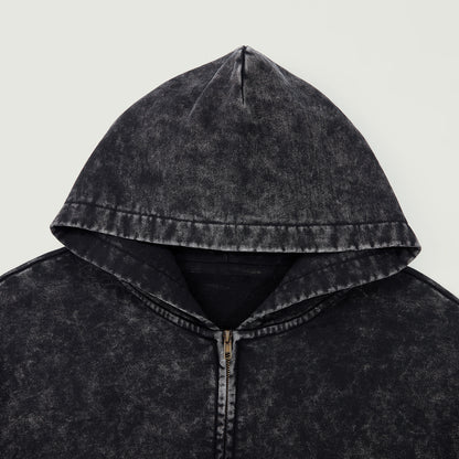 G+CODE Camo Red 440GSM Uni Vintage Snow Wash Full-zip Hoodie