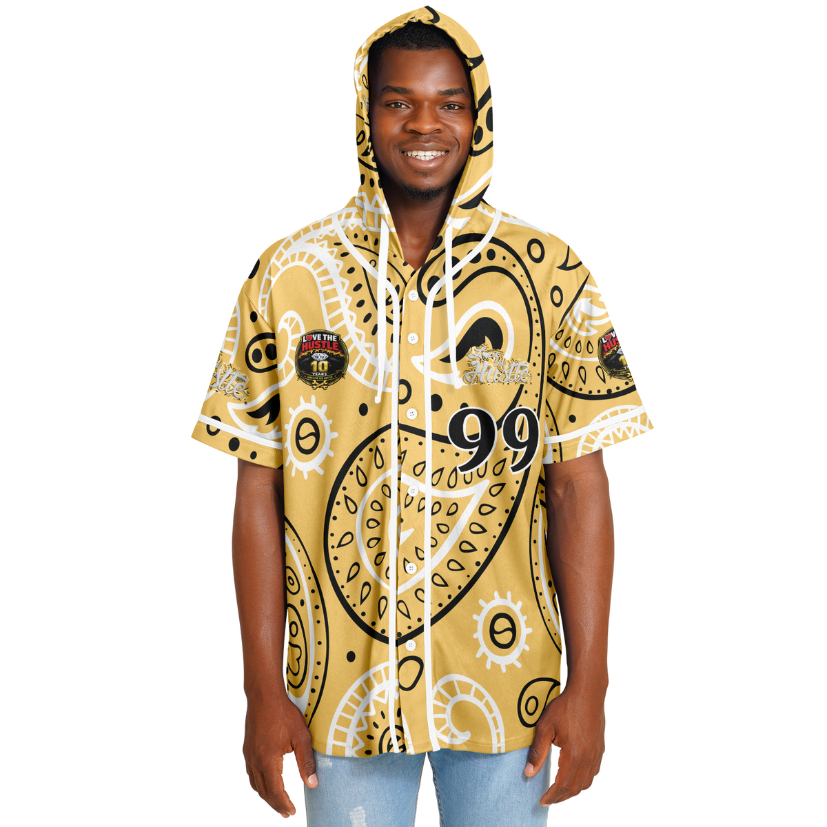 Love The Hustle® Hooded Baseball Jersey - Yellow Squad