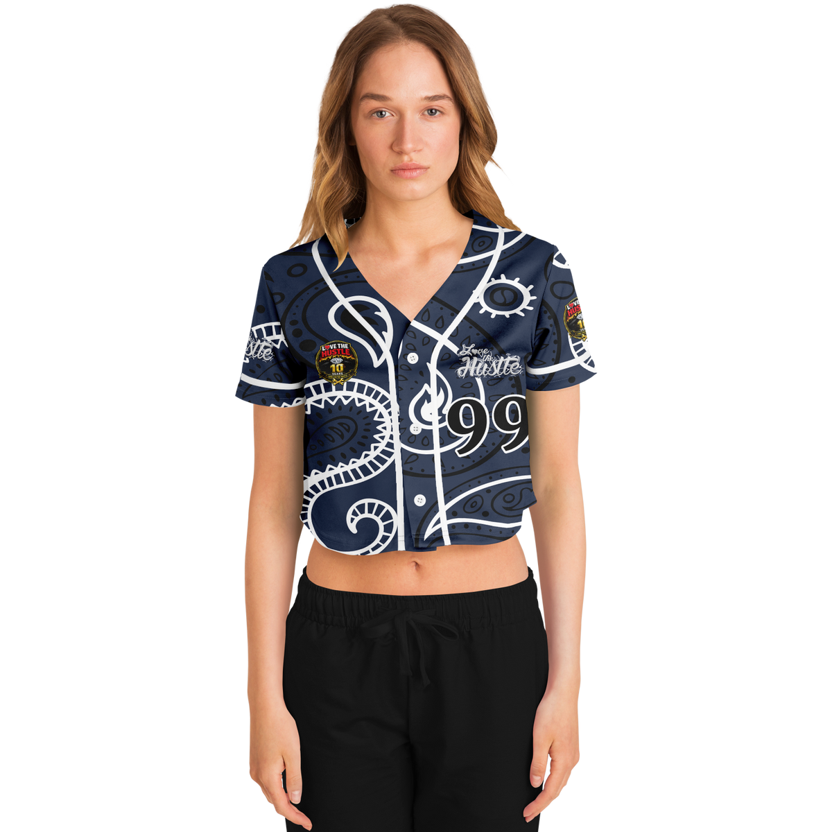 Love The Hustle® Cropped Baseball Jersey - Navy Squad