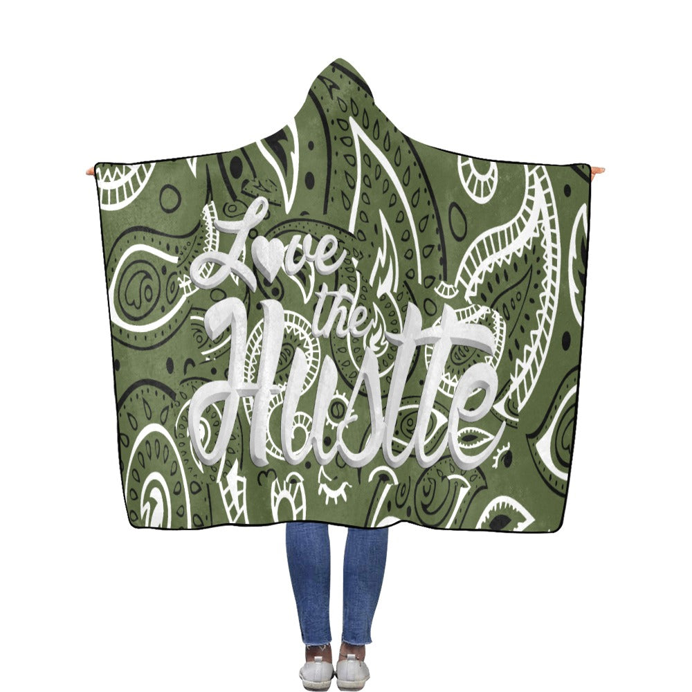 Love The Hustle Flannel Hooded Blanket 60"x80"
