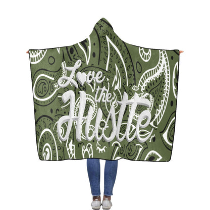 Love The Hustle Flannel Hooded Blanket 60"x80"