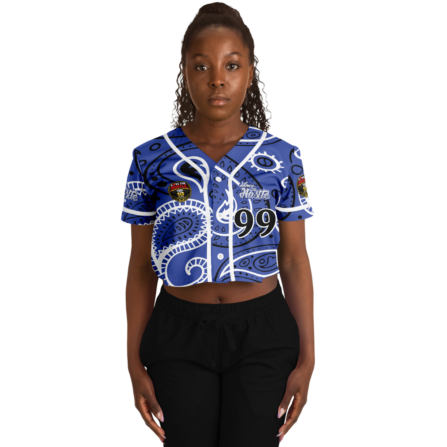Love The Hustle® Cropped Baseball Jersey - Blue Squad