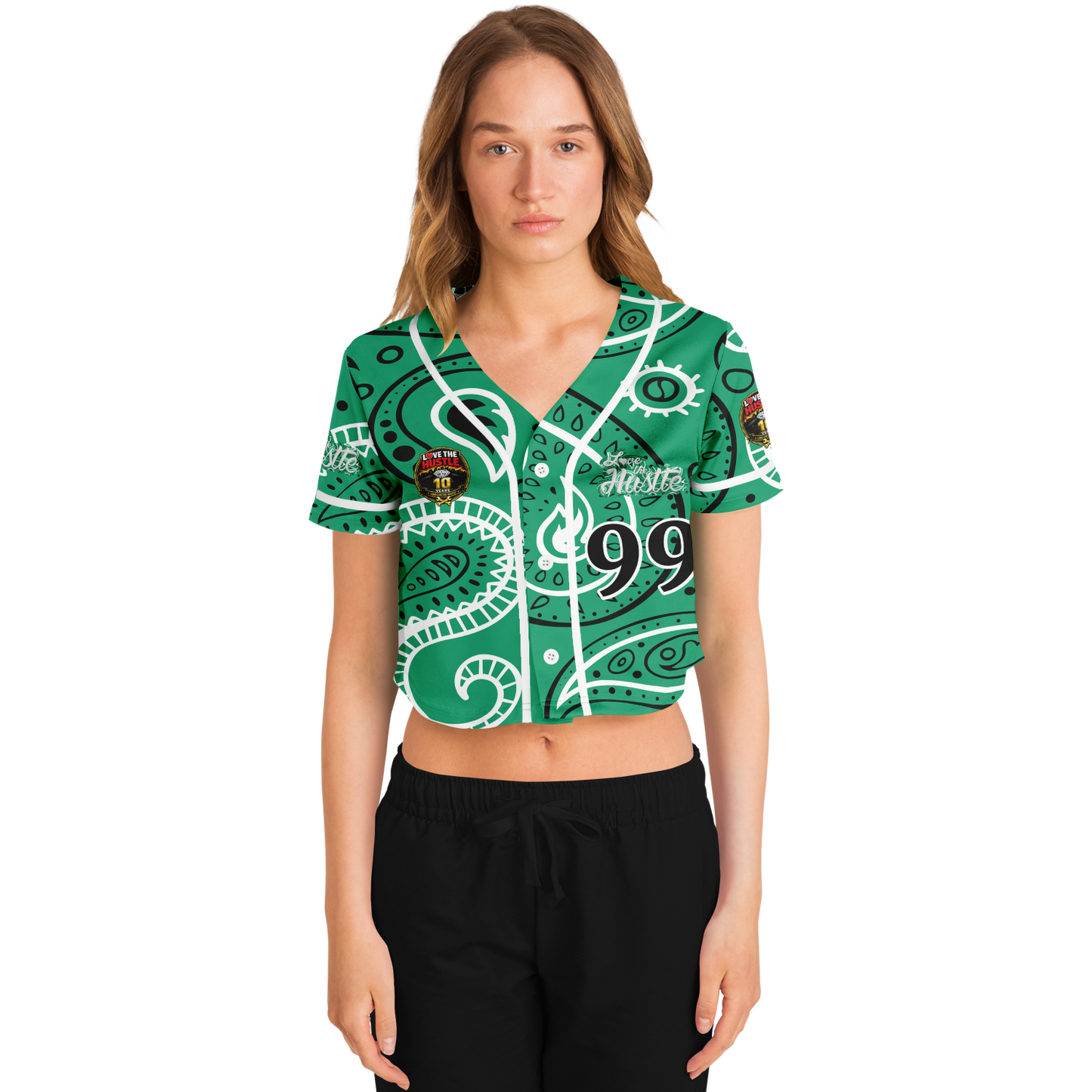 Love The Hustle® Cropped Baseball Jersey - Green Squad