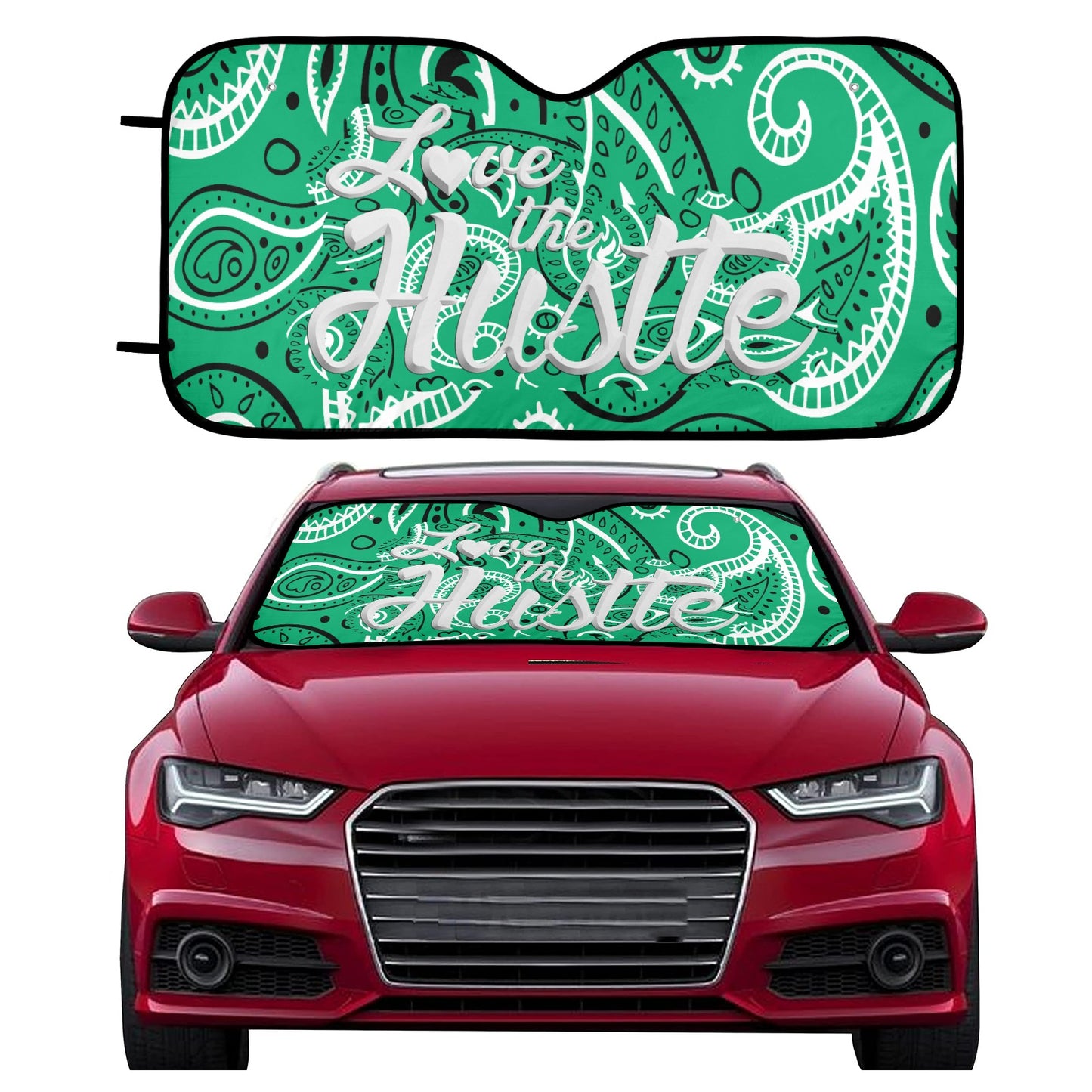 Love The Hustle Auto Sun Shade 57.6" x 27.6"（145cm x 70cm ）