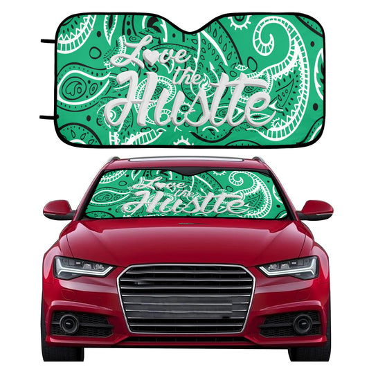 Love The Hustle Auto Sun Shade 57.6" x 27.6"（145cm x 70cm ）