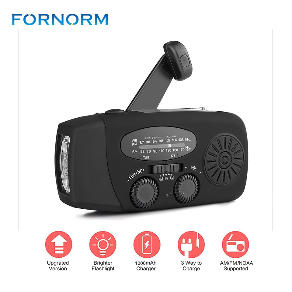 Portable Solar Radio – Hand Crank Self-Powered Emergency Survival