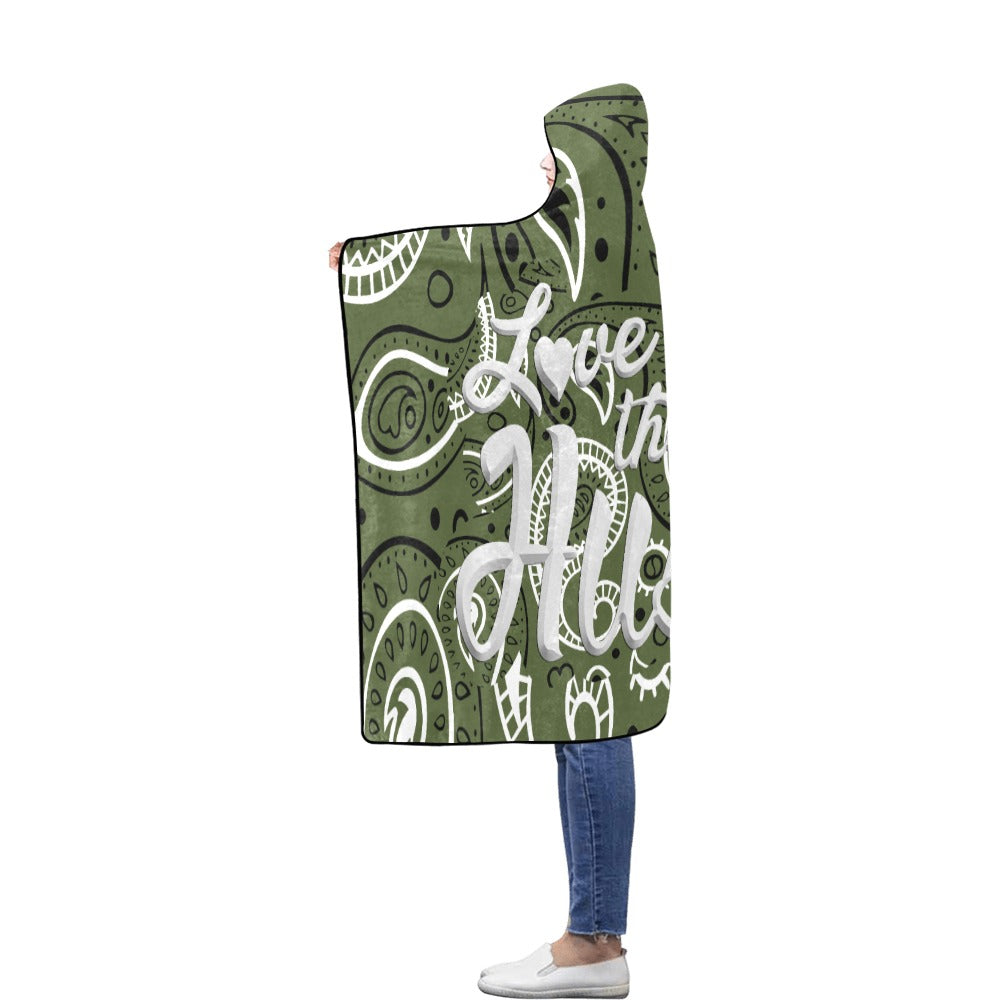 Love The Hustle Flannel Hooded Blanket 60"x80"