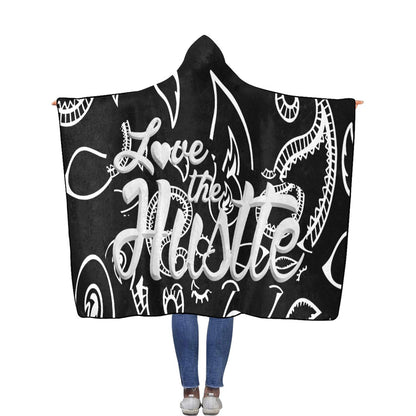 Love The Hustle Flannel Hooded Blanket 60"x80"