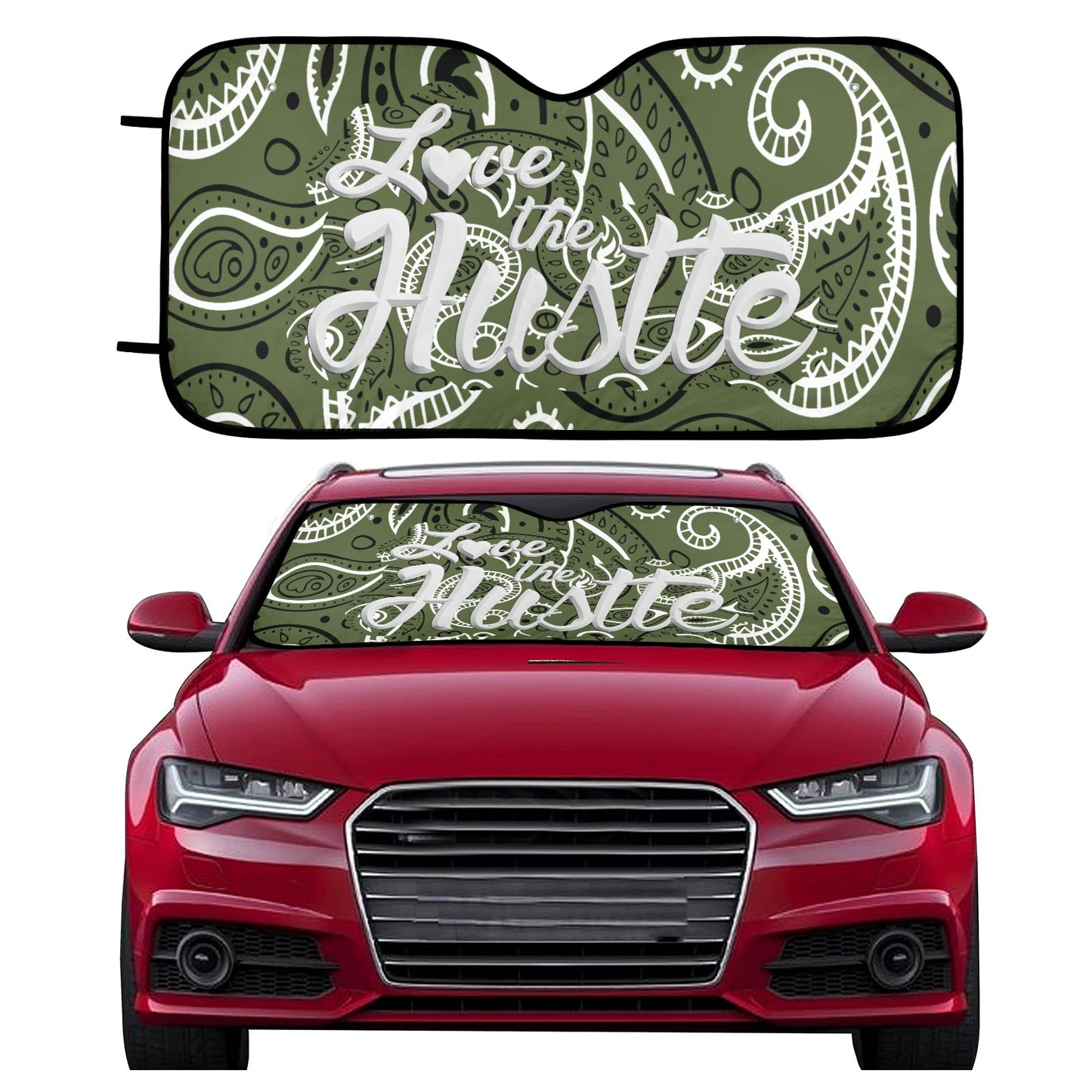 Love The Hustle Auto Sun Shade 57.6" x 27.6"（145cm x 70cm ）