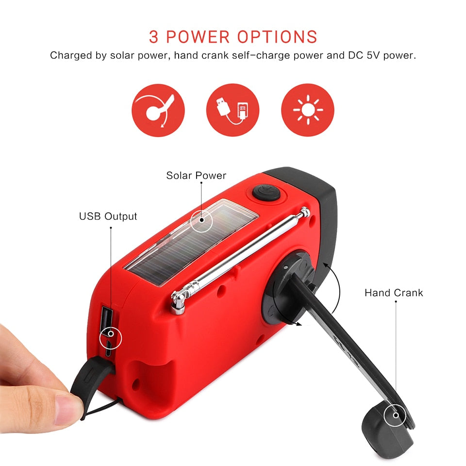 Portable Solar Radio – Hand Crank Self-Powered Emergency Survival