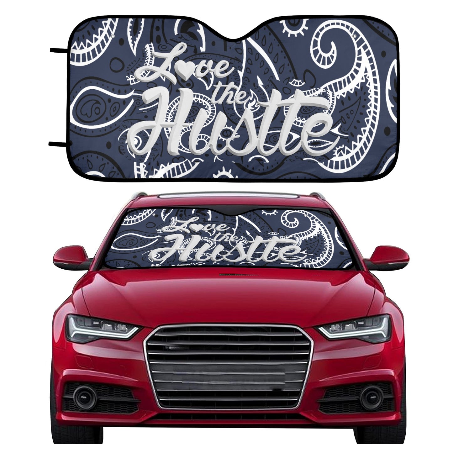 Love The Hustle Auto Sun Shade 57.6" x 27.6"（145cm x 70cm ）