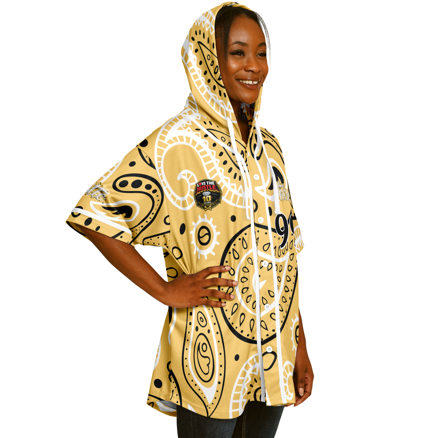 Love The Hustle® Hooded Baseball Jersey - Yellow Squad