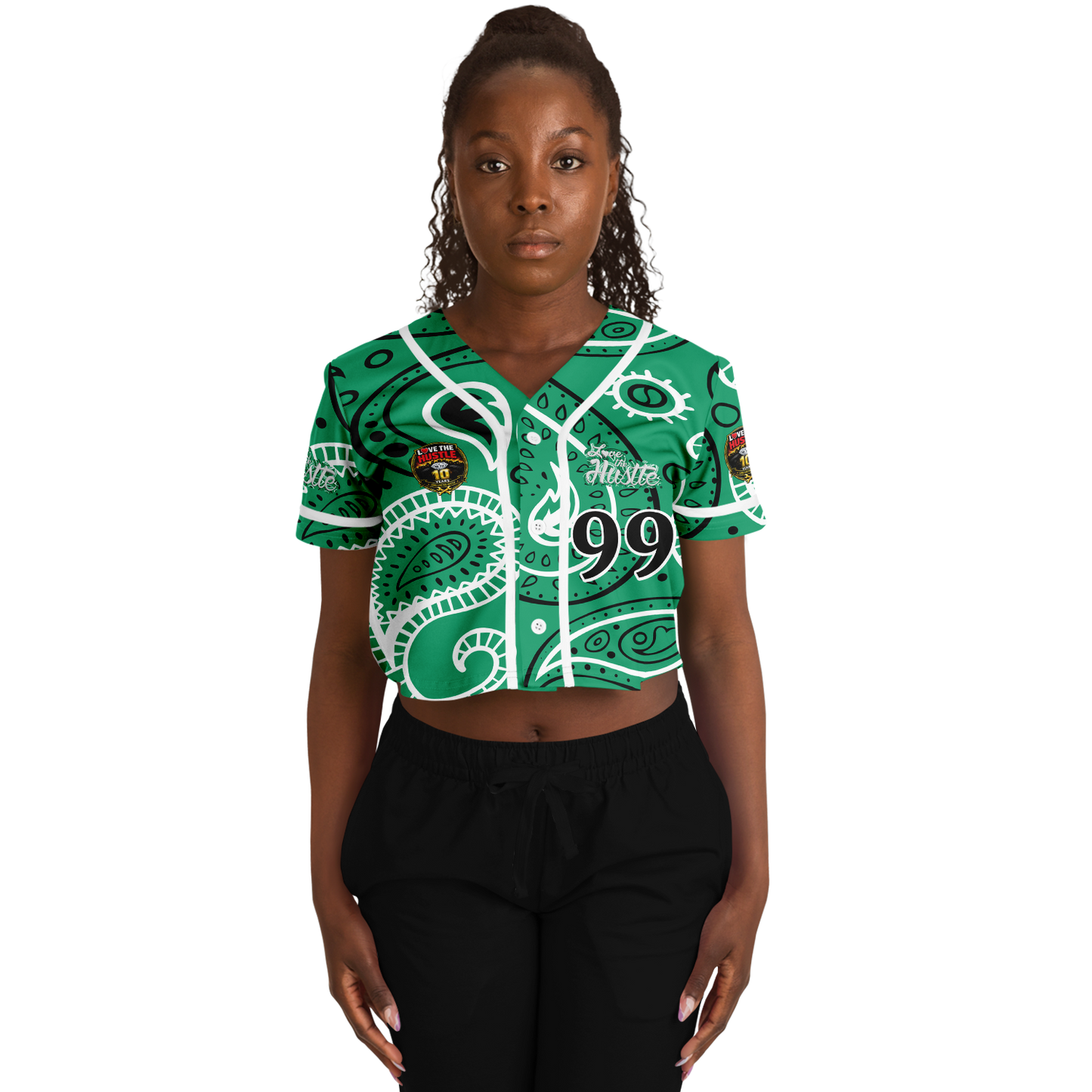 Love The Hustle® Cropped Baseball Jersey - Green Squad