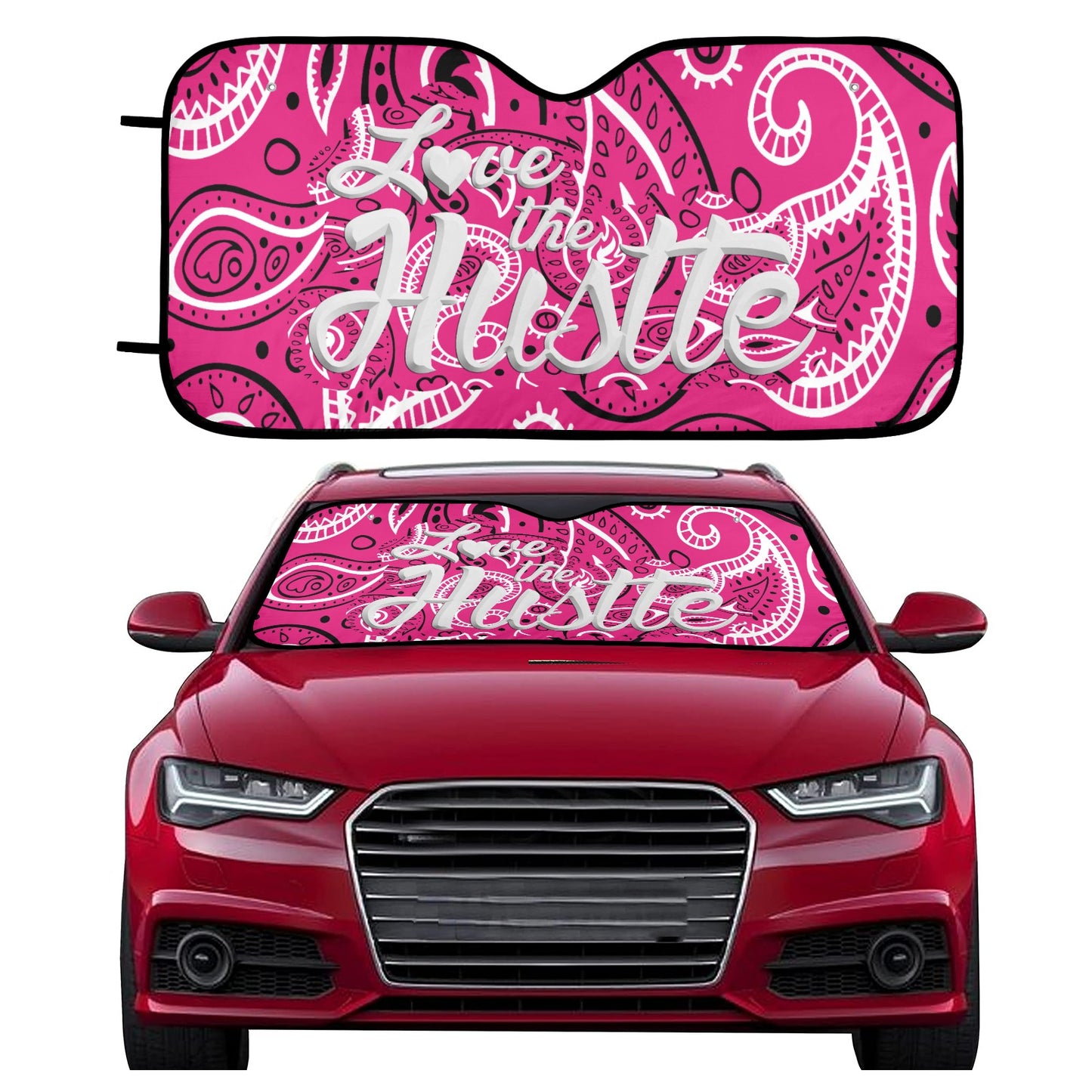 Love The Hustle Auto Sun Shade 57.6" x 27.6"（145cm x 70cm ）