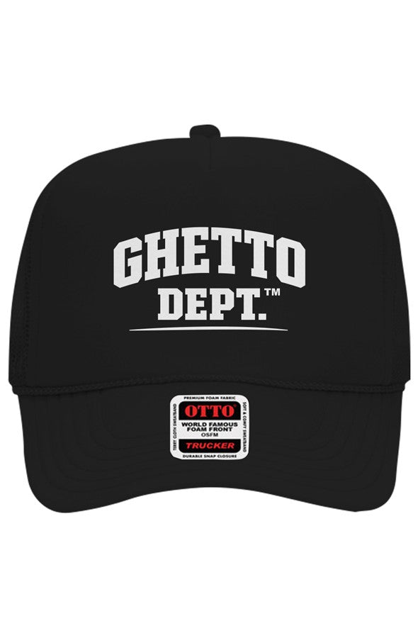Ghetto Dept. Embroidered Otto 5 Panel Trucker Hat