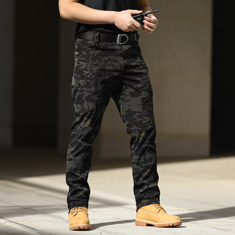 Pantalones tácticos de camuflaje para entrenamiento, pantalones elásticos de trabajo para exteriores en primavera y otoño, pantalones de asalto holgados de tela suave
