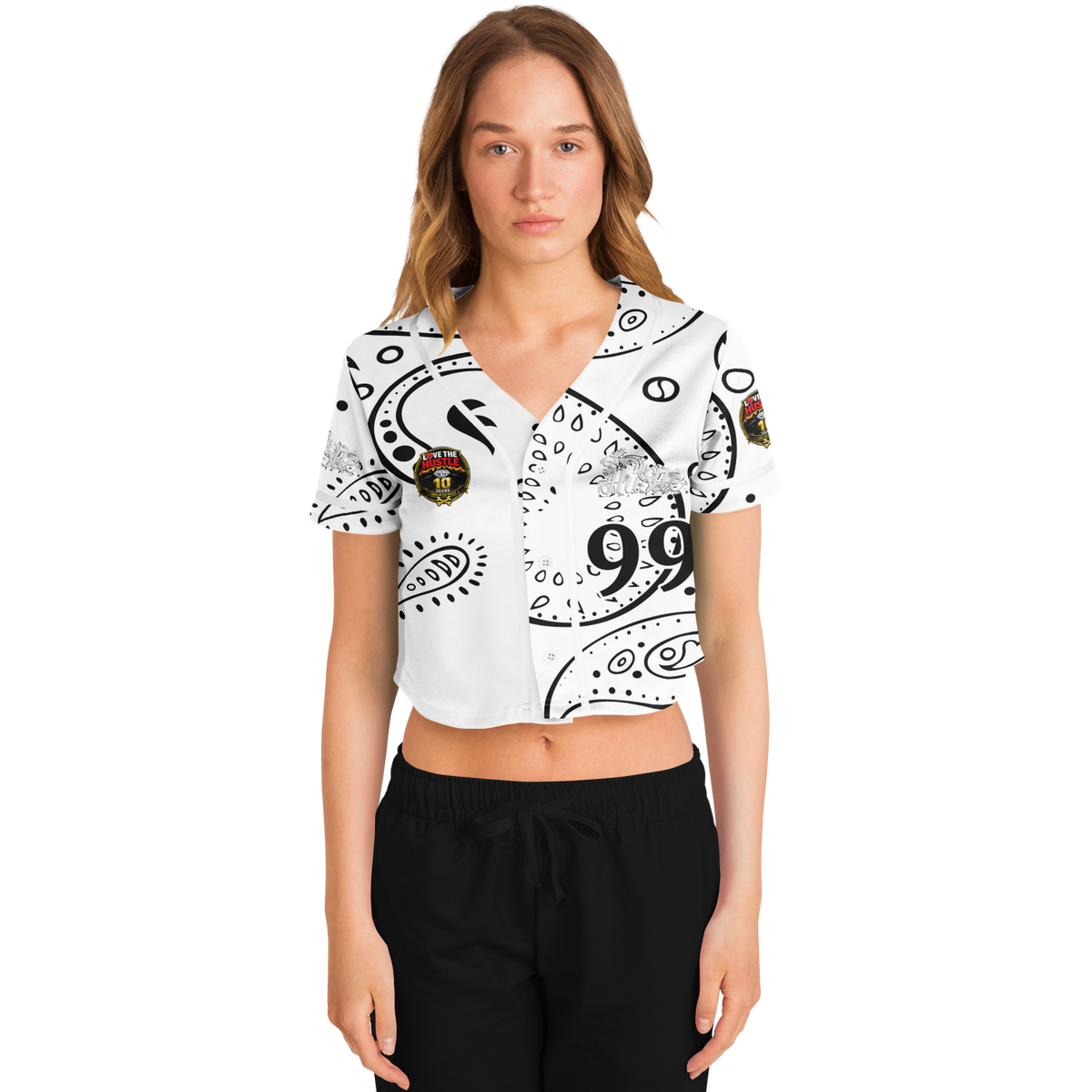 Love The Hustle® Cropped Baseball Jersey - White Squad