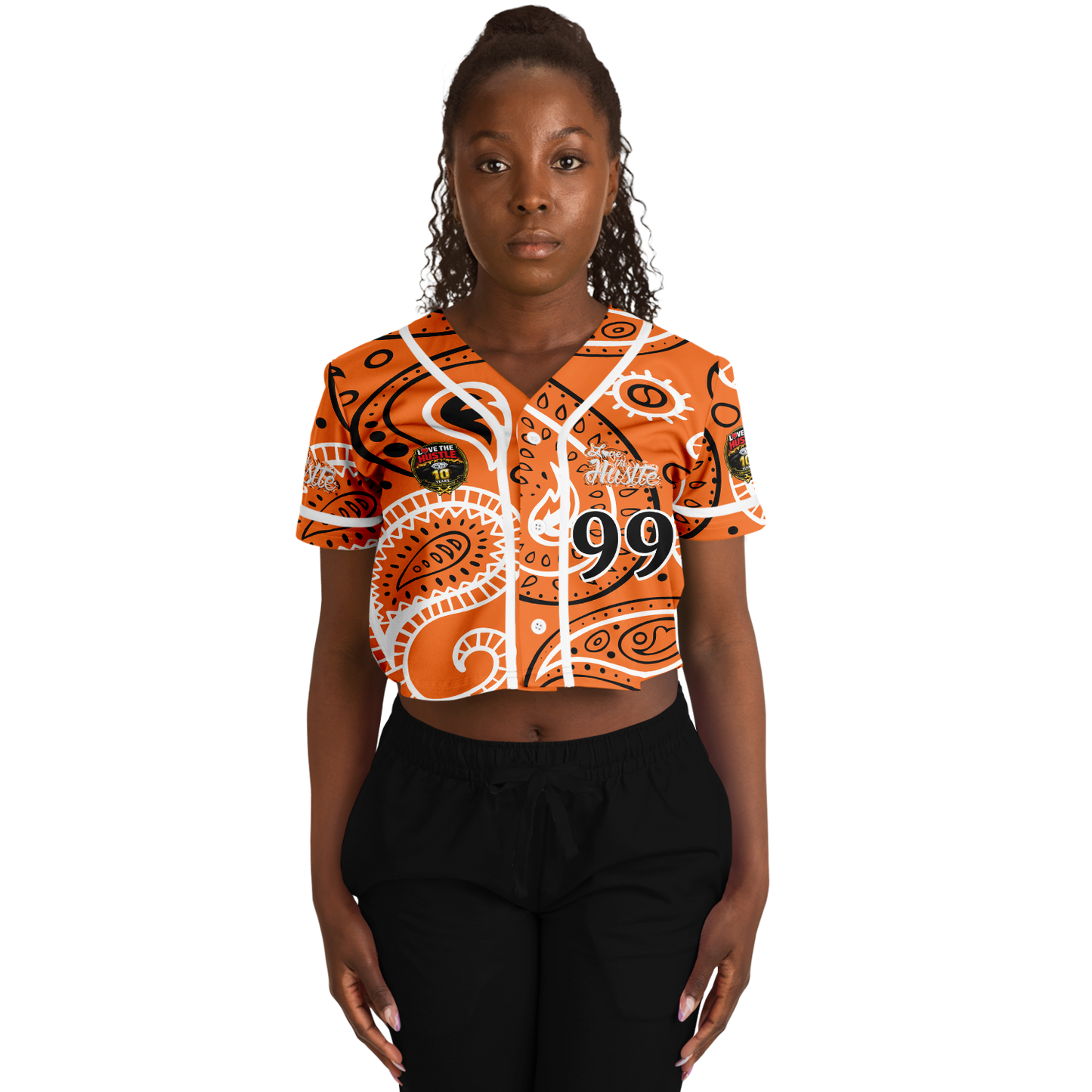 Love The Hustle® Cropped Baseball Jersey - Orange Squad