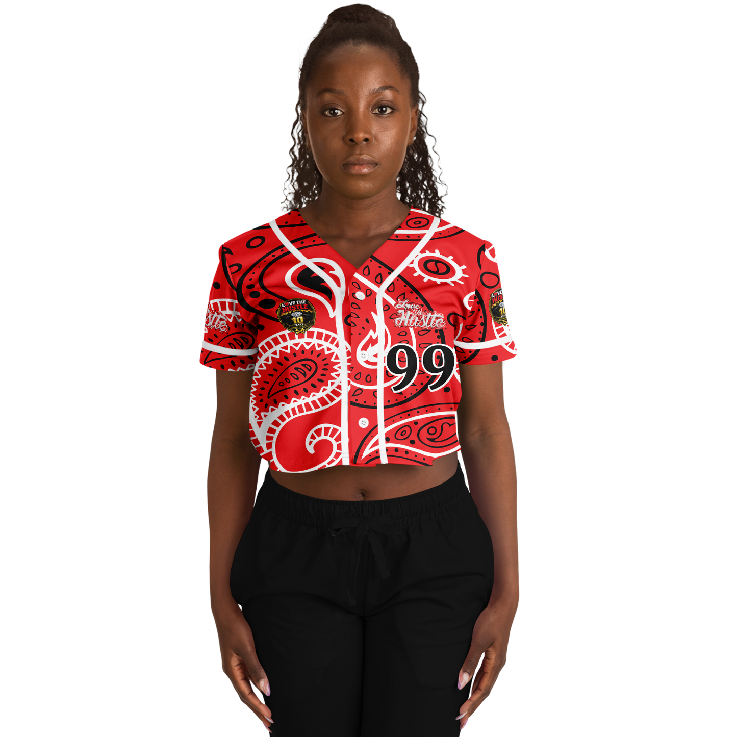 Love The Hustle® Cropped Baseball Jersey - Red Squad