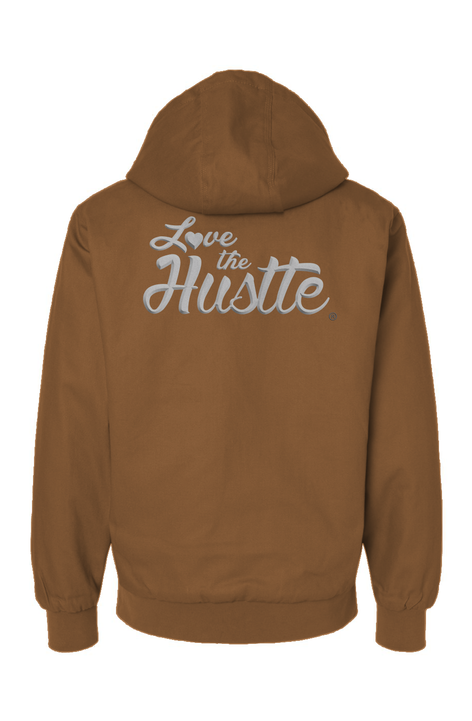 Love The Hustle White Embroidered Logo Canvas Workwear Jacket