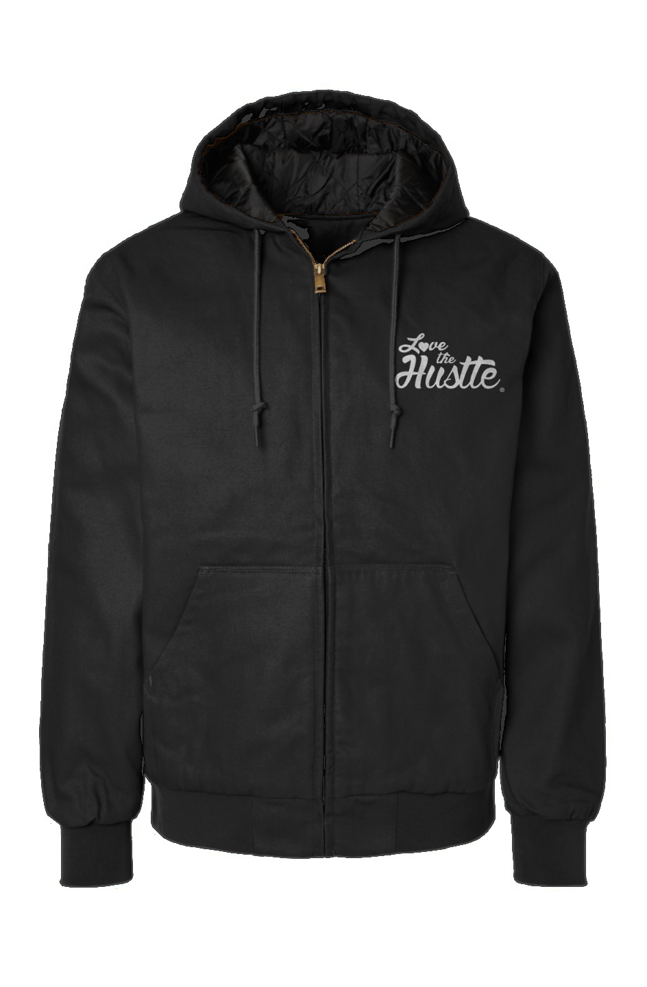 Love The Hustle White Embroidered Logo Canvas Workwear Jacket